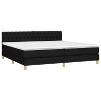 Боксспринг легло с матрак и LED, черна, 200x200 см, плат, снимка 3 - Спални и легла - 40348718
