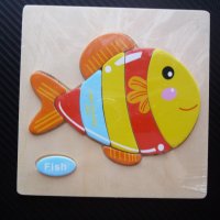 Дървен пъзел риба за най-малките играчка рибка шарена декоративна аквариум, снимка 1 - Игри и пъзели - 37158004