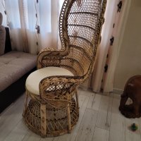 Паунов стол ратан естествен, снимка 4 - Столове - 42610436