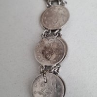 Vintage сребърна гривна със сребърни монети , снимка 4 - Гривни - 44445793
