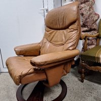 фотьойл, кресло от естествена кожа със зони за релакс и отоманка , снимка 5 - Дивани и мека мебел - 44476031