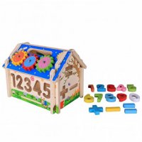 Дървена занимателна къщичка с цифри и часовник, снимка 1 - Образователни игри - 39380991