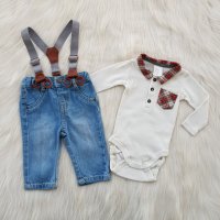 Боди риза H&M и дънки за бебе 0-3 месеца, снимка 11 - Комплекти за бебе - 42200986