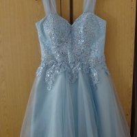 Светло синя официална рокля за повод - кръщенка, абитуриентска рокля в синьо, снимка 1 - Рокли - 38865020