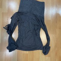 Сива блуза с шал/яка , снимка 1 - Блузи с дълъг ръкав и пуловери - 44464574