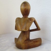 Дървена фигура, човек, мислител, молитва, йога, медитация, снимка 3 - Статуетки - 31658232