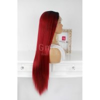 Дълга червена лейс фронт перука Антония, снимка 4 - Аксесоари за коса - 29244214