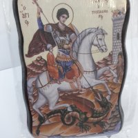 Луксозна икона на платно на Свети Георги Победоносец- Мат вариант Пастел., снимка 4 - Икони - 40528066