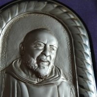 Католическа сребърна икона Свети Падре Пио 123х95х8мм, снимка 2 - Икони - 44358684