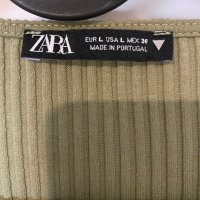 Zara къса блуза маслено зелена, снимка 3 - Блузи с дълъг ръкав и пуловери - 42629194