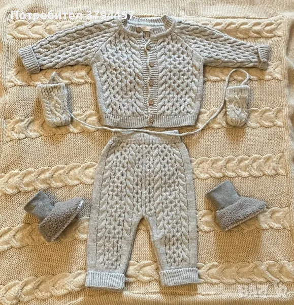 Плетен комплект с ръкавици и буйки , снимка 1