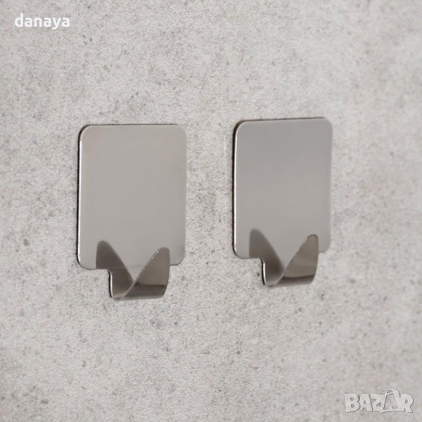 3820 Комплект метални самозалепващи закачалки Квадрати, 2 броя, снимка 1