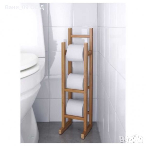 Функционална бамбукова поставка за тоалетна хартия, снимка 1