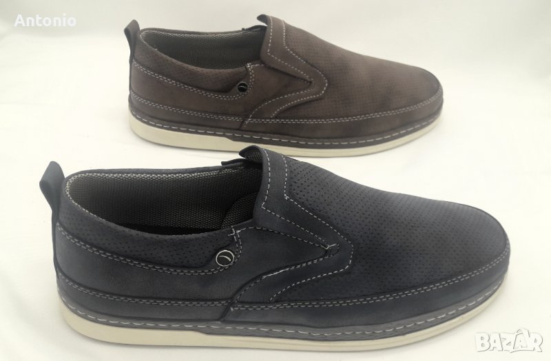 Мъжки обувки мокасини 1275 в синъо и кафяво , снимка 1