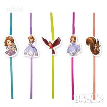 10 бр Принцеса София Първа Sofia парти сламки рожден ден, снимка 1