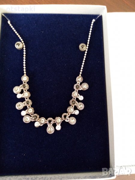 Колие бели и черни камъни Сваровски и обеци - Арт де Франс, снимка 1