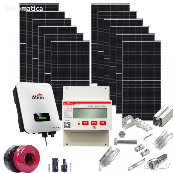 Трифазна OnGrid мрежова фотоволтаична система 10 kW Afore + Конструкция, снимка 1