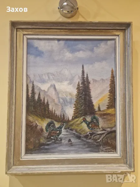 Картина масло върху фазер. Дървена рамка. Подпис на художника. Размери 54/64см. , снимка 1