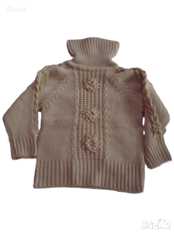 Детски плетен пуловер с поло яка, снимка 1