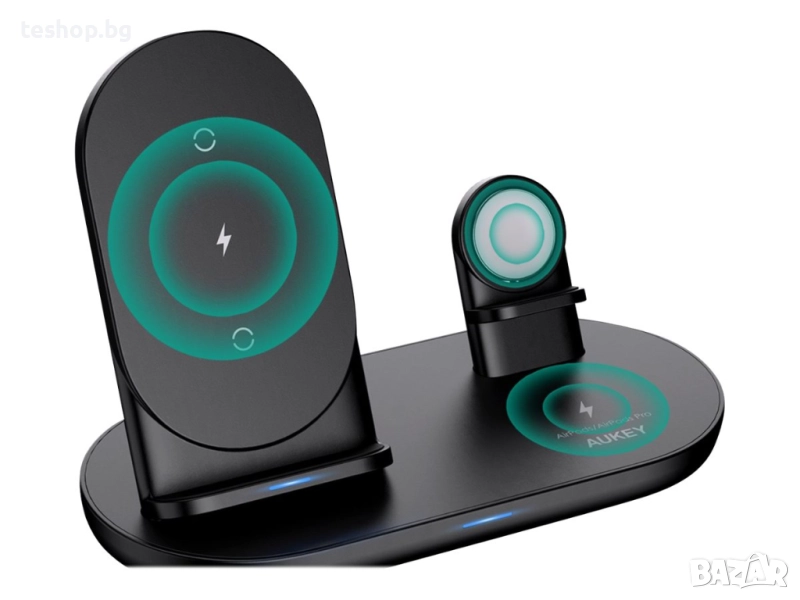 Безжично зарядно със стойка за телефон, смарт часовник Aukey LC-A3, снимка 1