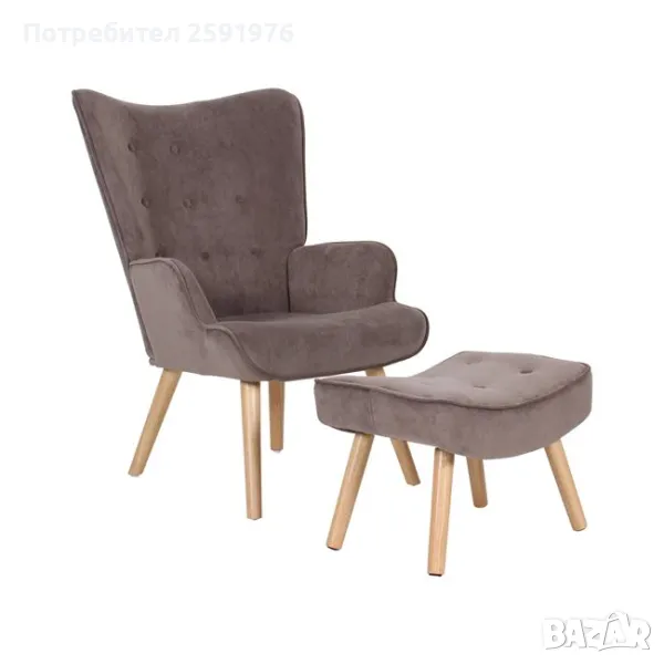 Кресло и поставка за крака, табуретка ALMA Set Промо цена! Ε7141.8, снимка 1