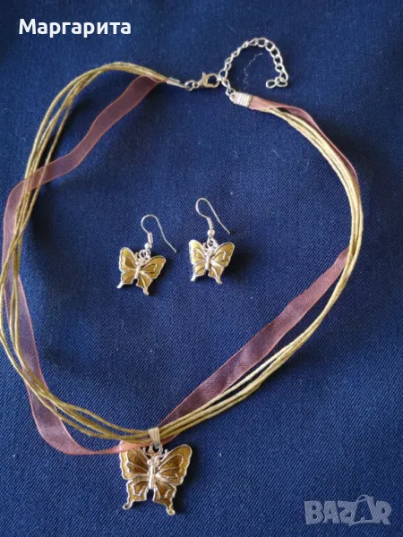 комплекти колие и обеци пеперуди и от корал, снимка 1
