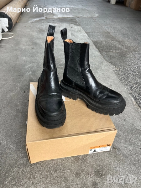 Боти черни ZARA, естествена кожа, снимка 1