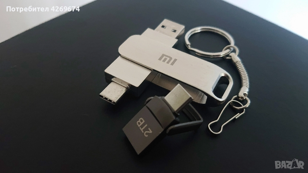 Флашка XIAOMI 2TB 2в1 с два накрайника , снимка 1