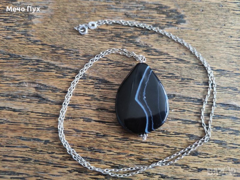 Сребърен синджир със Сардоникс,проба 950 (123), снимка 1
