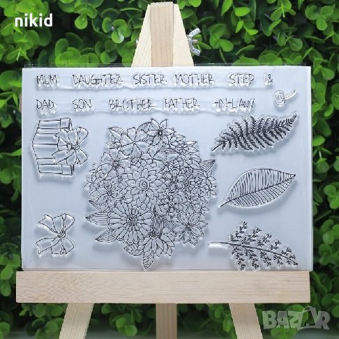 Множество цветя листа подарък Голям силиконов гумен печат украса бисквитки фондан Scrapbooking, снимка 1