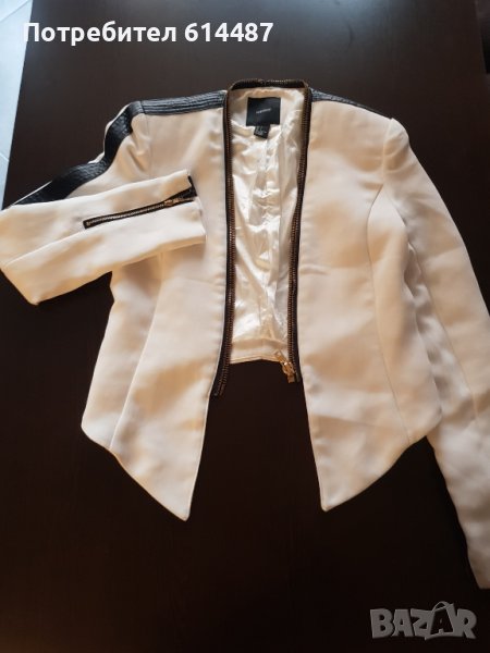 Бяло късо сако с цип, снимка 1