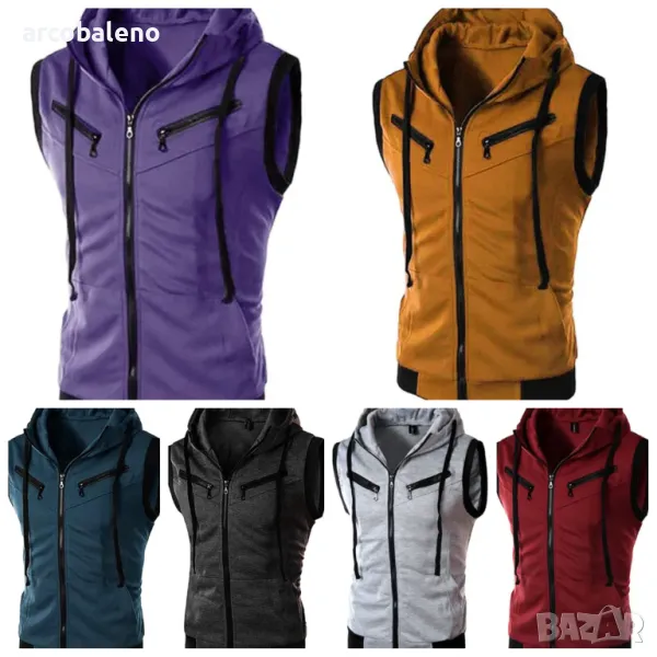 Мъжка жилетка без ръкави с качулка, 6цвята , снимка 1