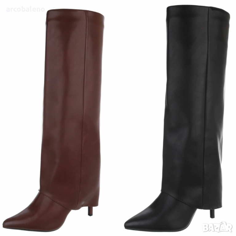Дамски ботуши на висок ток от еко кожа, 2цвята , снимка 1