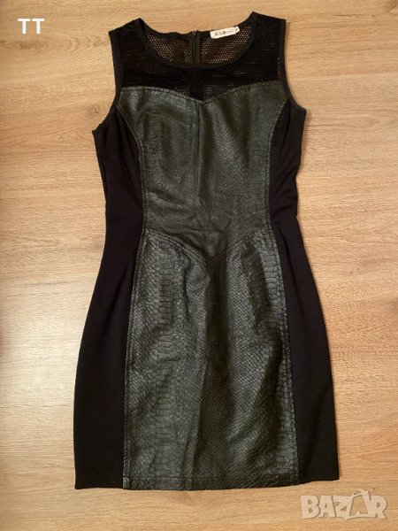 Кожена рокля с мрежа, снимка 1