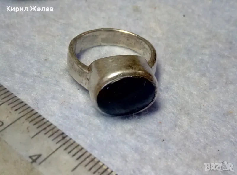 СТИЛЕН РЕТРО АРТ СРЕБЪРЕН ПРЪСТЕН СРЕБРО 925 с ШЛИФОВАН ЧЕРЕН ОНИКС РЪЧНА ИЗРАБОТКА 10089, снимка 1