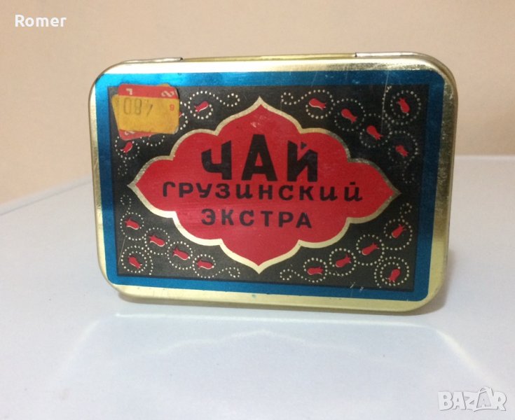Стара съветска метална кутия от грузински чай, снимка 1