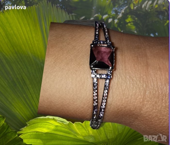 гривна лилав камък Swarovski , снимка 1