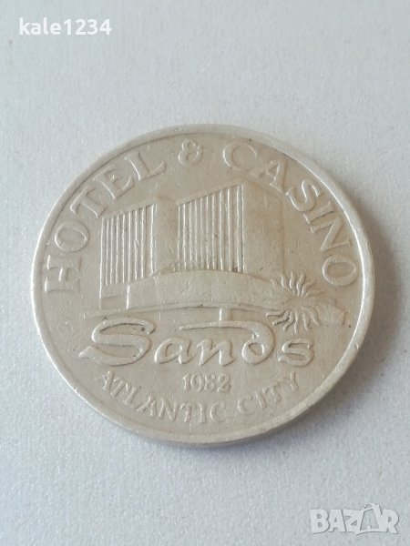 Жетон. Token. 1 Dollar. 1982.  Hotel & Casino. Sands. Atlantic city. Хотел & казино. 1 долар. , снимка 1