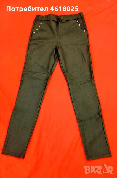 Черен Панталон Имитация На Кожа , снимка 1