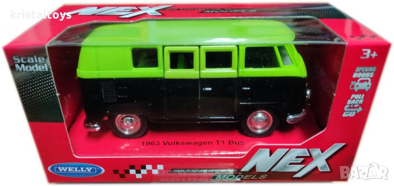 Метална кола с отварящи се врати Volkswagen T1 Bus 1963 Welly, снимка 1