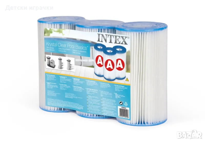 Резервен филтър INTEX 29003, Полиестер, Тройна опаковка, 20.32 см, за басейни и джакузи, снимка 1