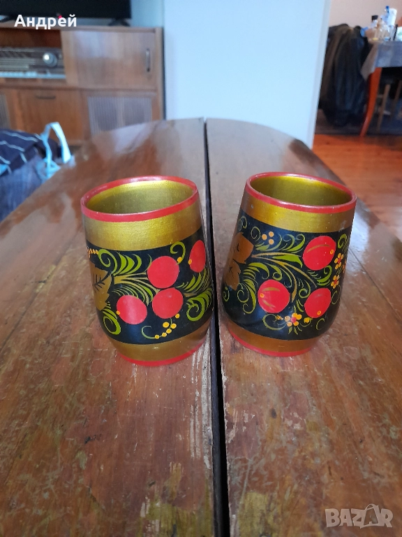 Стара Руска дървена чаша,чаши,хохлома #9, снимка 1