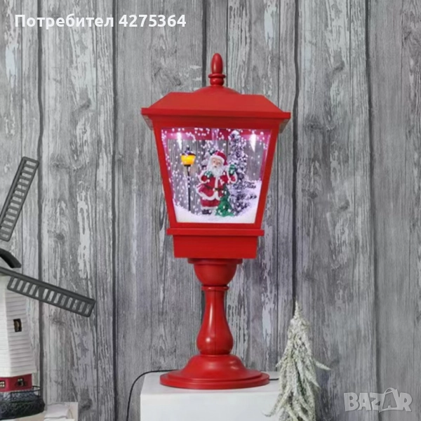Декоративна коледна лампа с Дядо Коледа, падащ сняг и мелодии, снимка 1