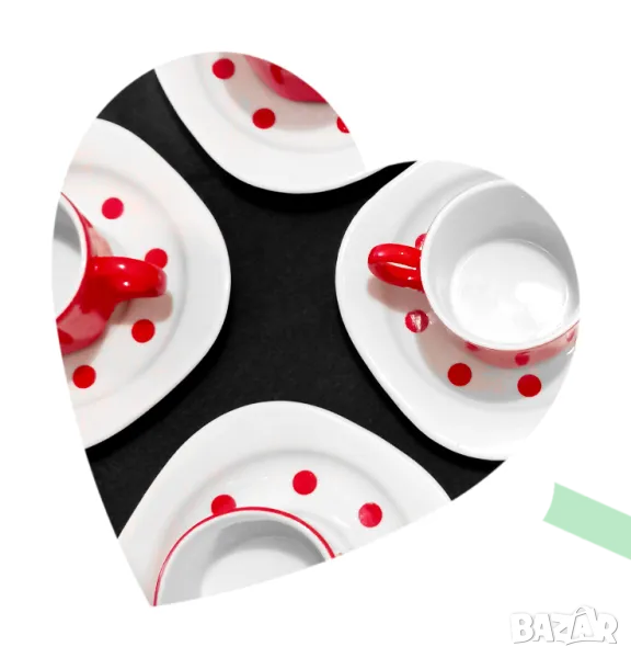 Сервиз за кафе в червено, снимка 1