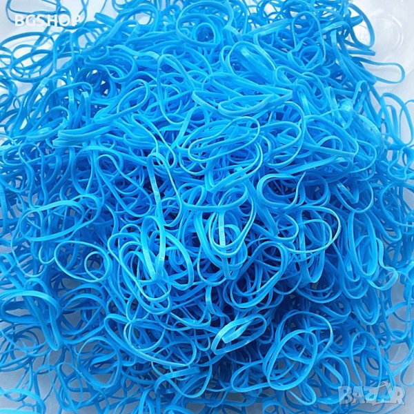 Силиконови ластици за плитки - Светло сини 1000 броя пакет, снимка 1