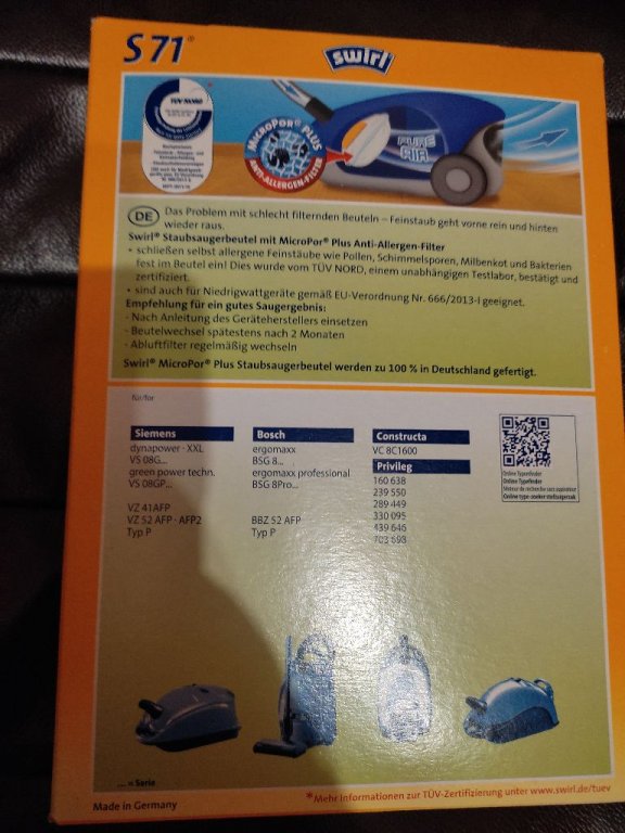 Swirl S71 4 броя торбички и 1 филтър за прахосмукачки Siemens Bosch в  Прахосмукачки в гр. Пловдив - ID38890804 — Bazar.bg