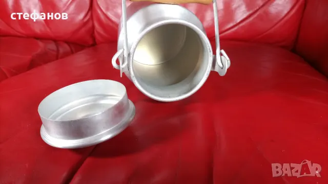 Алуминиево гюмче за мляко, течности с капак, котлонка, снимка 4 - Антикварни и старинни предмети - 49431229