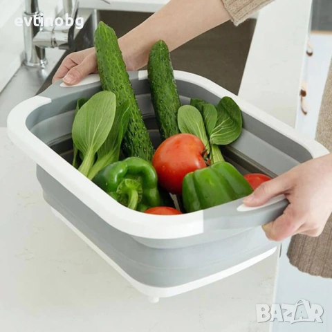 Многофункционална сгъваема дъска за рязане - леген с тапа, снимка 4 - Аксесоари за кухня - 53891287