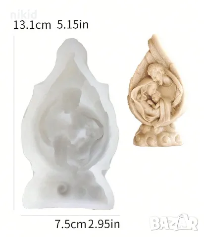 Християнско семейство в крило закрилено силиконов молд форма фондан шоколад гипс смола свещ, снимка 3 - Форми - 47308851