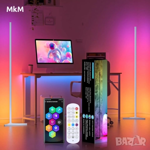 Две LED ъглови лампи с приложение и дистанционно, синхрон с музика, снимка 2 - Лед осветление - 52449292